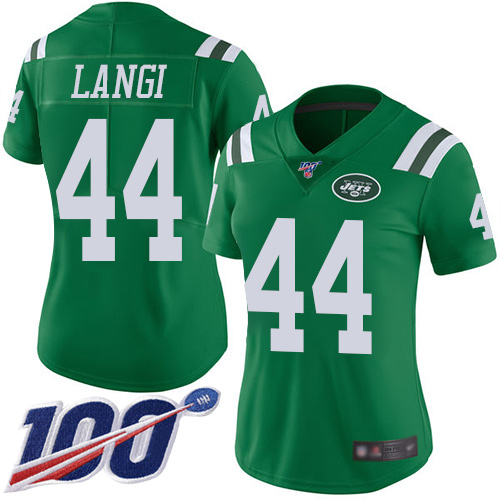 New York Jets Limited Green Women Harvey Langi Jersey NFL Football #44 100th Season Rush Vapor Untouchable->women nfl jersey->Women Jersey
